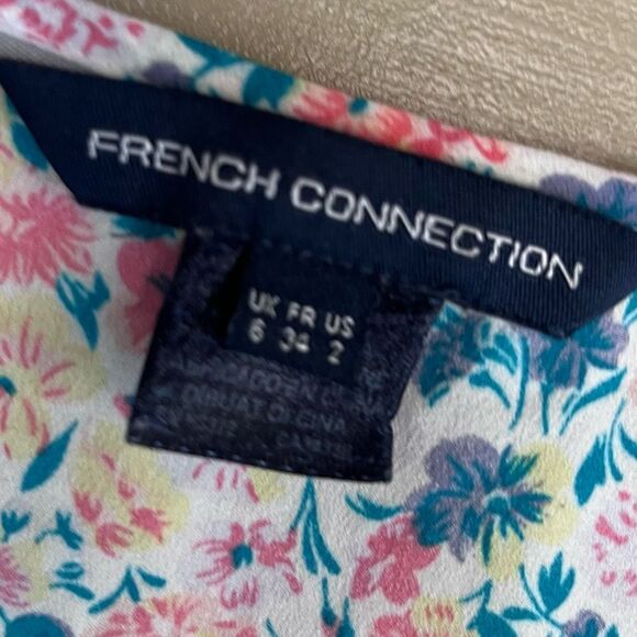 French Connection Floral Print Rounded Hem Cotton Tank Top - Picture 6 of 7